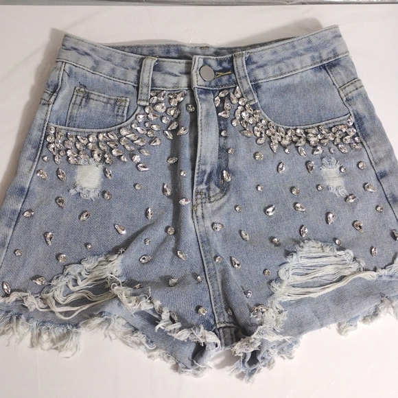 Vintage Pants - Denim and Rhinestone Shorts